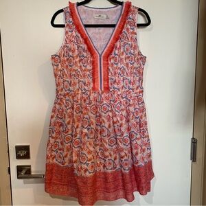 Vineyard Vines Medium Frangipani Papaya Punch Pintuck Sleeveless Dress